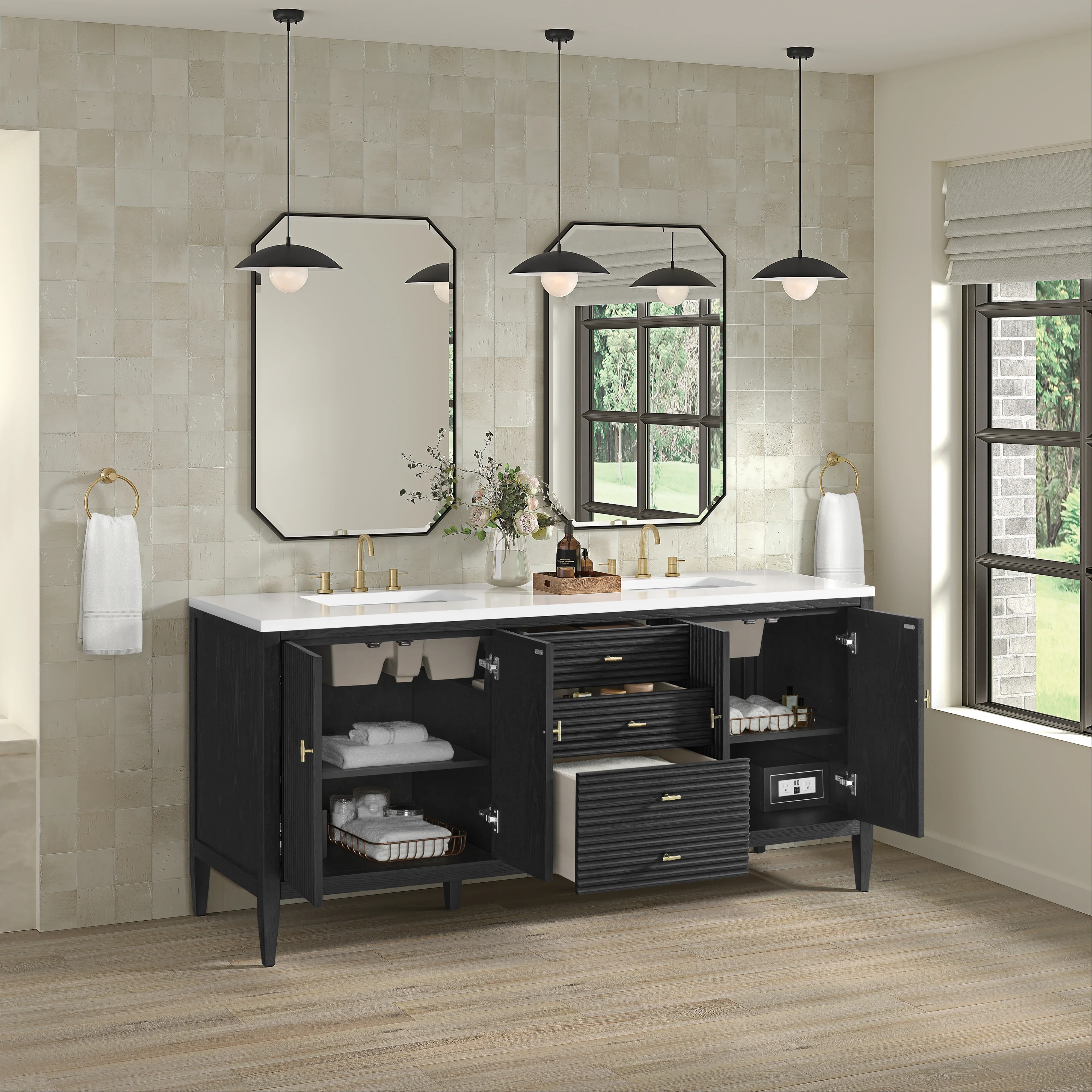 Myrrin 72" Vanity, Carbon Oak