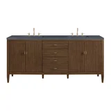 Myrrin 72" Double Vanity, Mid Century Walnut w/ 3 CM Charcoal Soapstone Silestone Top