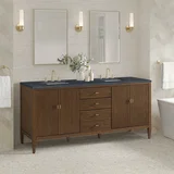 Myrrin 72" Double Vanity, Mid Century Walnut w/ 3 CM Charcoal Soapstone Silestone Top