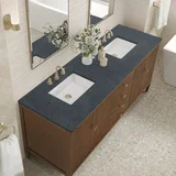 Myrrin 72" Double Vanity, Mid Century Walnut w/ 3 CM Charcoal Soapstone Silestone Top