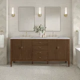 Myrrin 72" Double Vanity, Mid Century Walnut w/ 3 CM Eternal Jasmine Pearl Silestone Top
