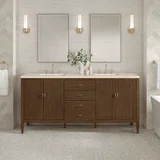 Myrrin 72" Double Vanity, Mid Century Walnut w/ 3 CM Eternal Marfil Silestone Top