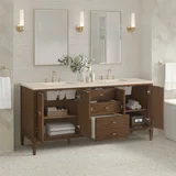 Myrrin 72" Double Vanity, Mid Century Walnut w/ 3 CM Eternal Marfil Silestone Top