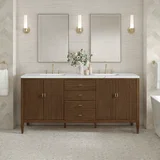 Myrrin 72" Double Vanity, Mid Century Walnut w/ 3 CM Ethereal Noctis Silestone Top
