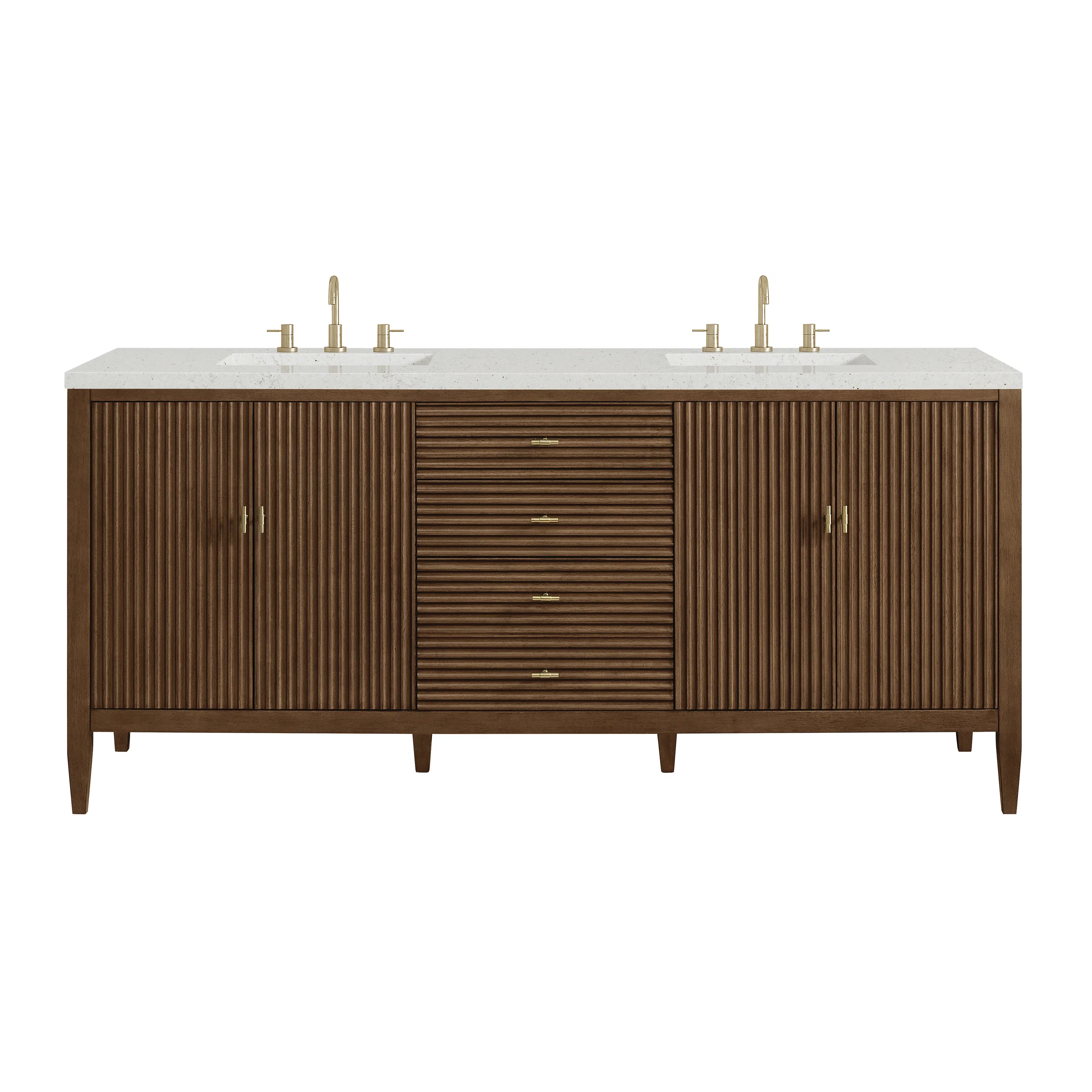 Myrrin 72" Double Vanity, Mid Century Walnut w/ 3 CM Lime Delight Silestone Top