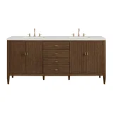 Myrrin 72" Double Vanity, Mid Century Walnut w/ 3 CM Lime Delight Silestone Top