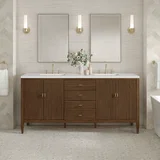 Myrrin 72" Double Vanity, Mid Century Walnut w/ 3 CM Lime Delight Silestone Top