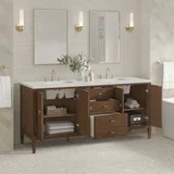 Myrrin 72" Double Vanity, Mid Century Walnut w/ 3 CM Lime Delight Silestone Top