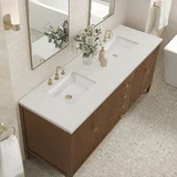 Myrrin 72" Double Vanity, Mid Century Walnut w/ 3 CM Lime Delight Silestone Top