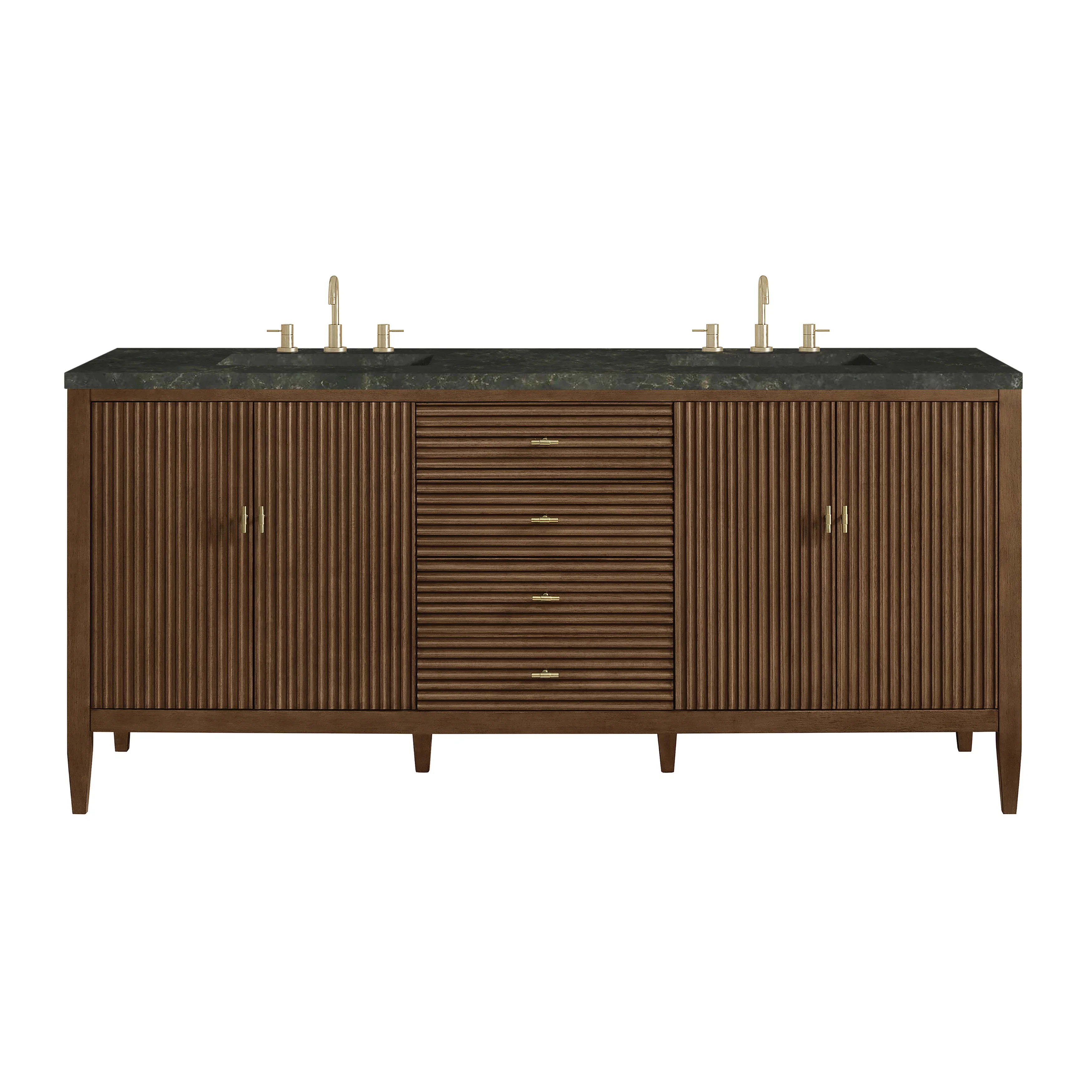 Myrrin 72" Vanity, Mid Century Walnut, w/ 3 CM Phantome Eclos Top