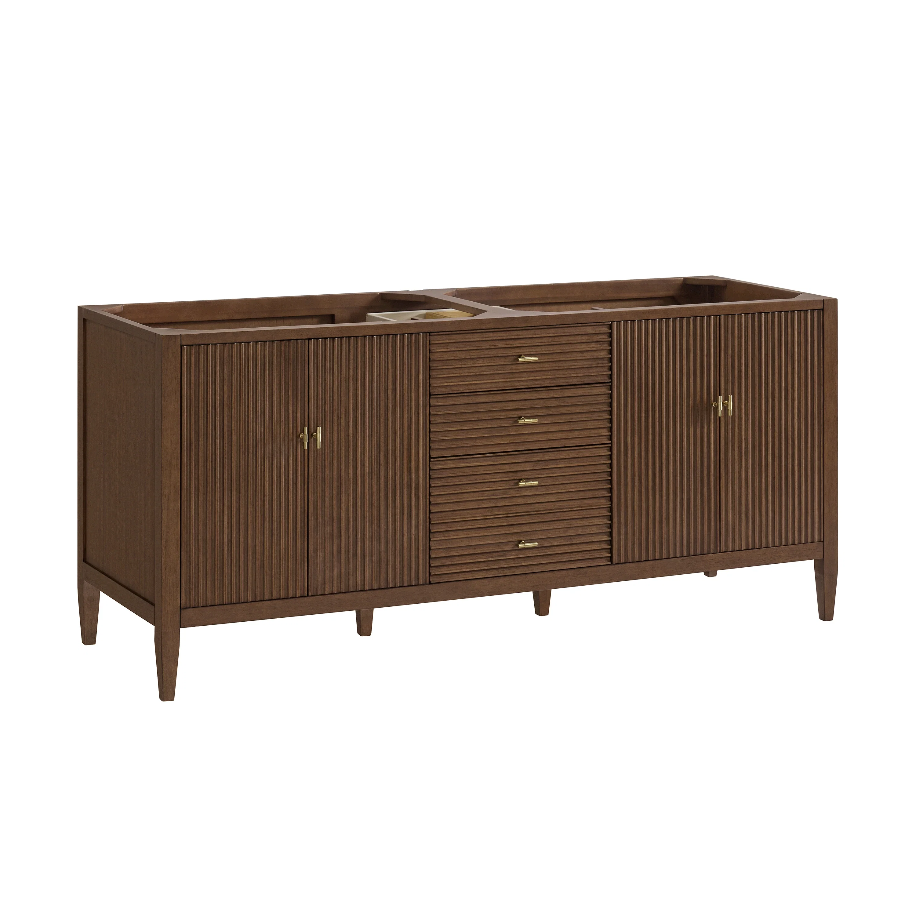 Myrrin 72" Vanity, Mid Century Walnut, w/ 3 CM Siberian Silestone Top