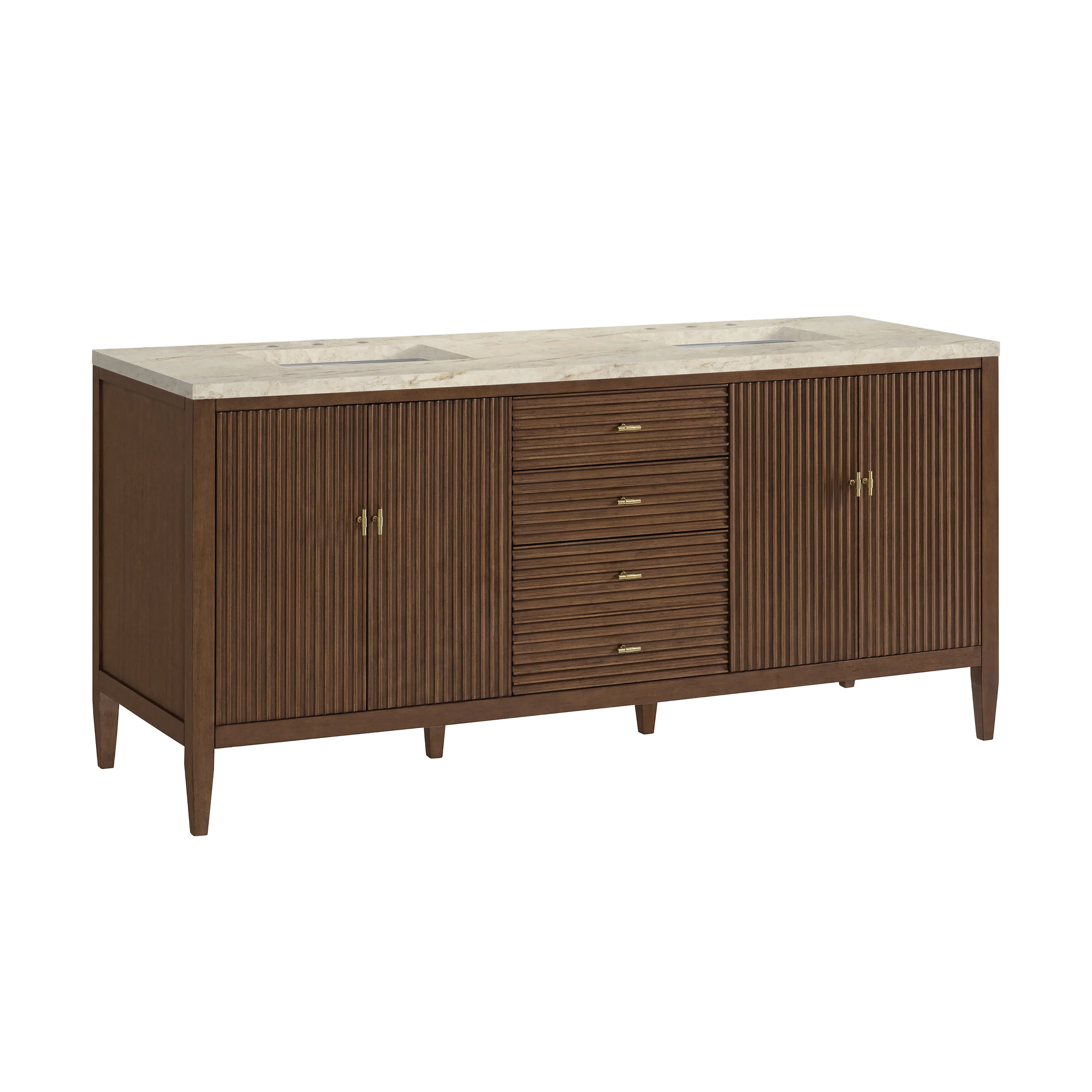 Myrrin 72" Vanity, Mid Century Walnut, w/ 3 CM Tajnar Eclos Top