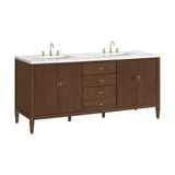 Myrrin 72" Double Vanity, Mid Century Walnut w/ 3 CM White Zeus Silestone Top