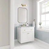 Chicago 30" Single Vanity, Glossy White, w/ 3 CM Carrara Marble Top