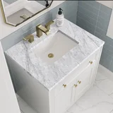 Chicago 30" Single Vanity, Glossy White, w/ 3 CM Carrara Marble Top