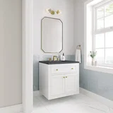 Chicago 30" Single Vanity, Glossy White, w/ 3 CM Charcoal Soapstone Silestone® Top