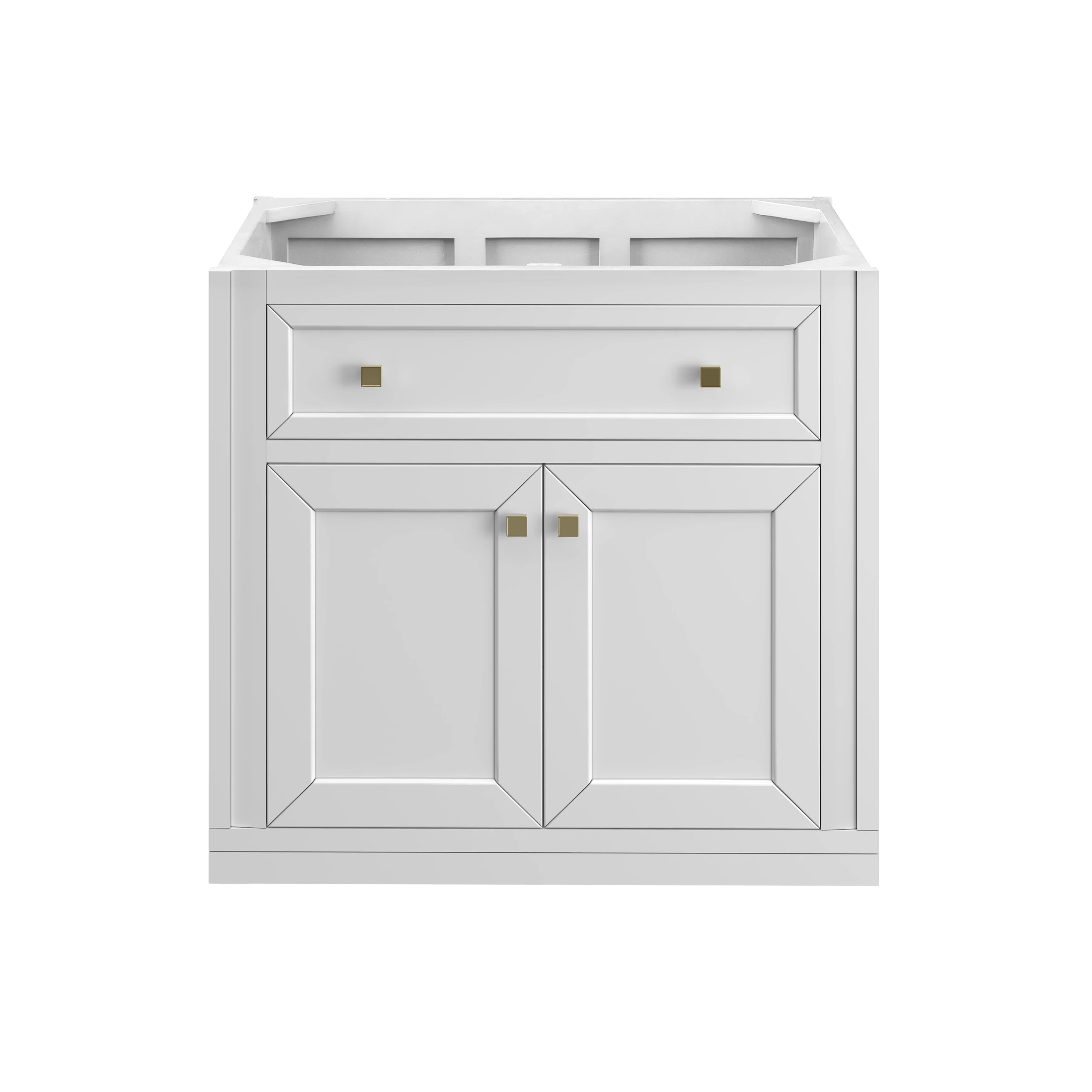 Chicago 30" Single Vanity, Glossy White, w/ 3 CM Charcoal Soapstone Silestone® Top
