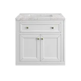 Chicago 30" Single Vanity, Glossy White, w/ 3 CM Eternal Jasmine Pearl Silestone® Top