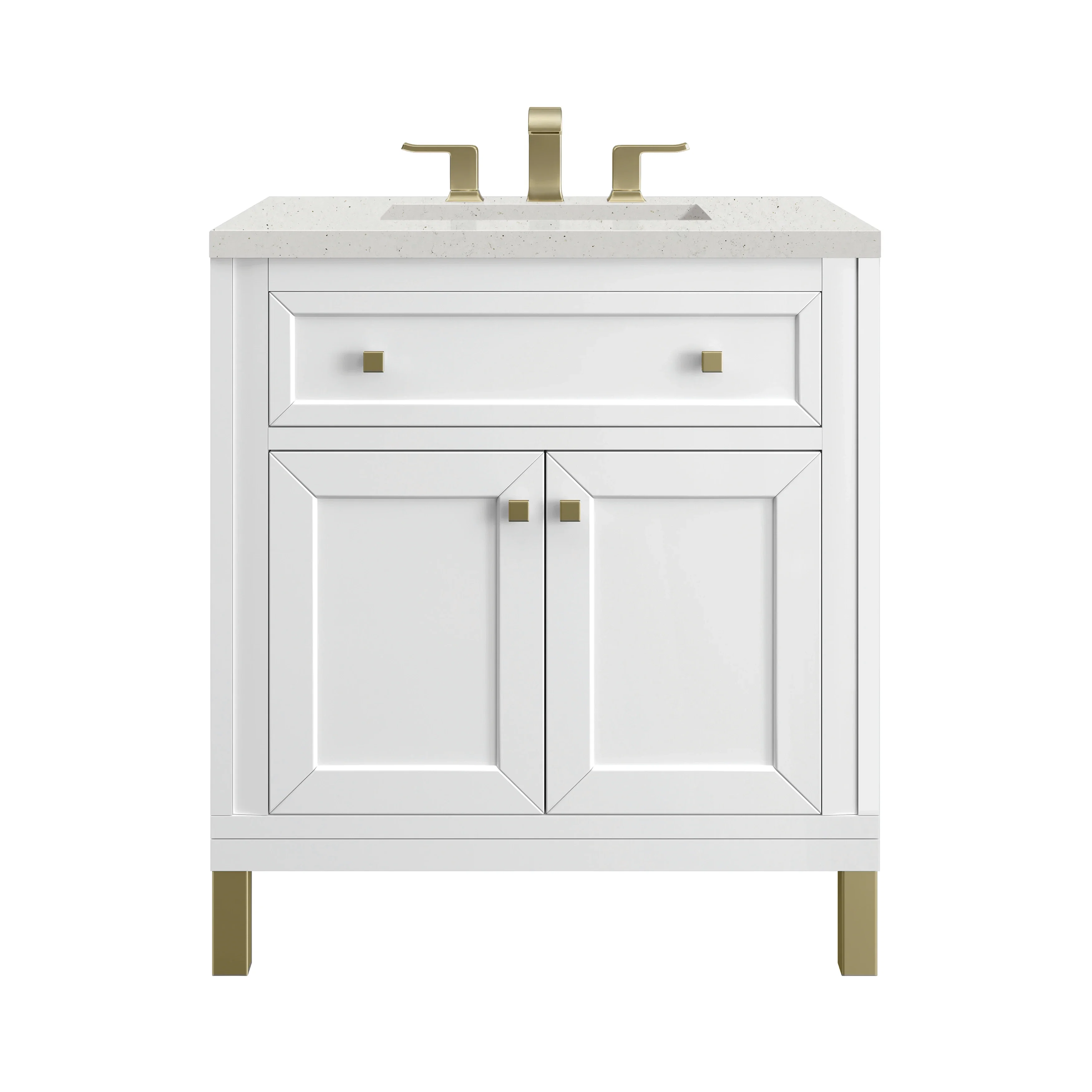 Chicago 30" Single Vanity, Glossy White, w/ 3 CM Lime Delight Silestone® Top