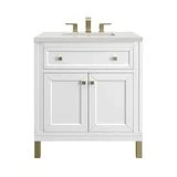 Chicago 30" Single Vanity, Glossy White, w/ 3 CM Lime Delight Silestone® Top