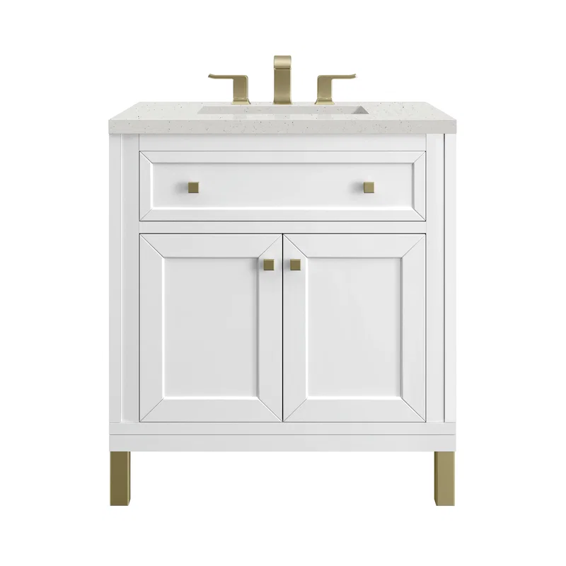 Chicago 30" Single Vanity, Glossy White, w/ 3 CM Lime Delight Silestone® Top