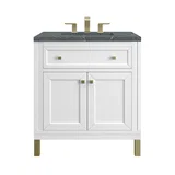 Chicago 30" Single Vanity, Glossy White, w/ 3 CM Parisien Bleu Silestone® Top