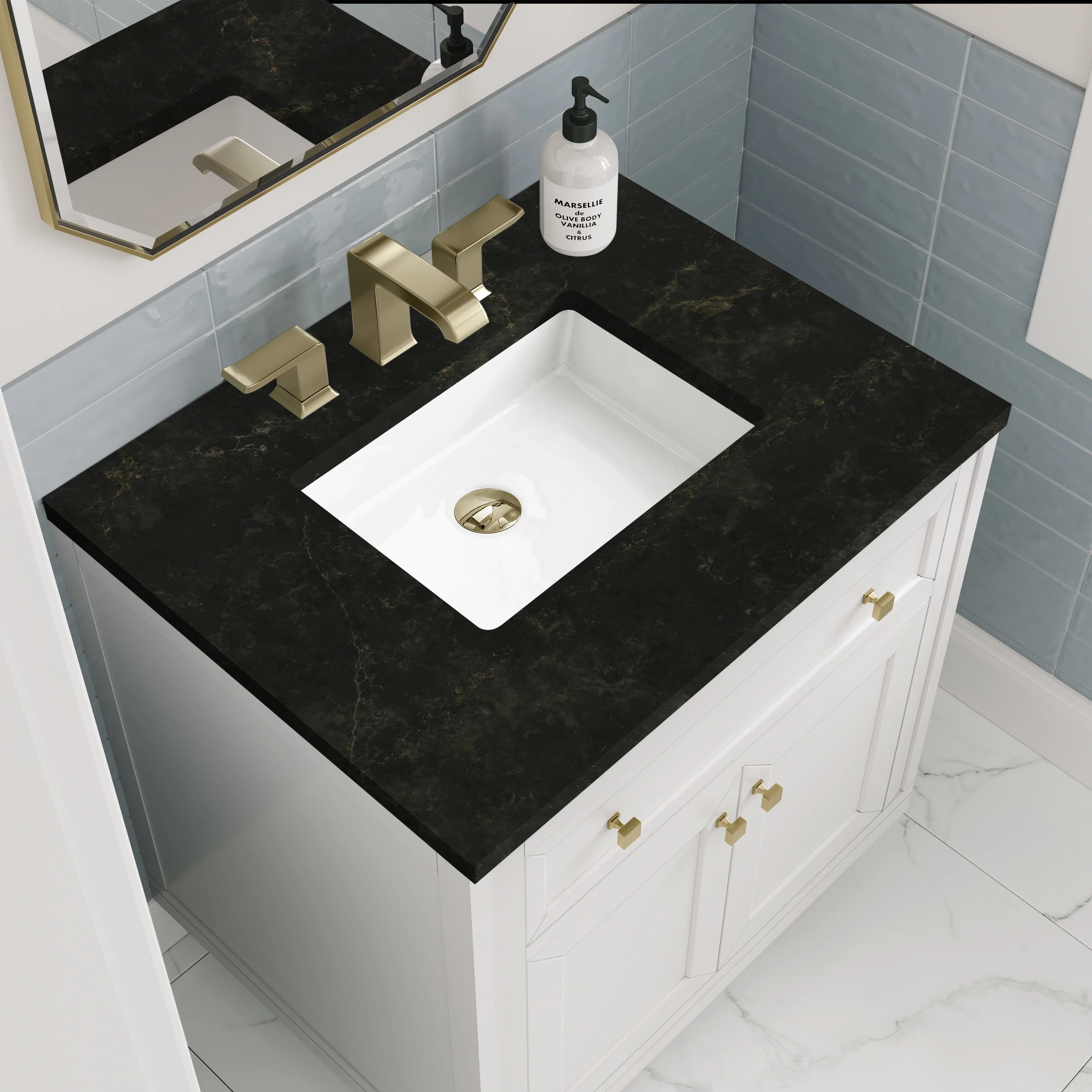 Chicago 30" Single Vanity, Glossy White, w/ 3 CM Phantome Eclos Top