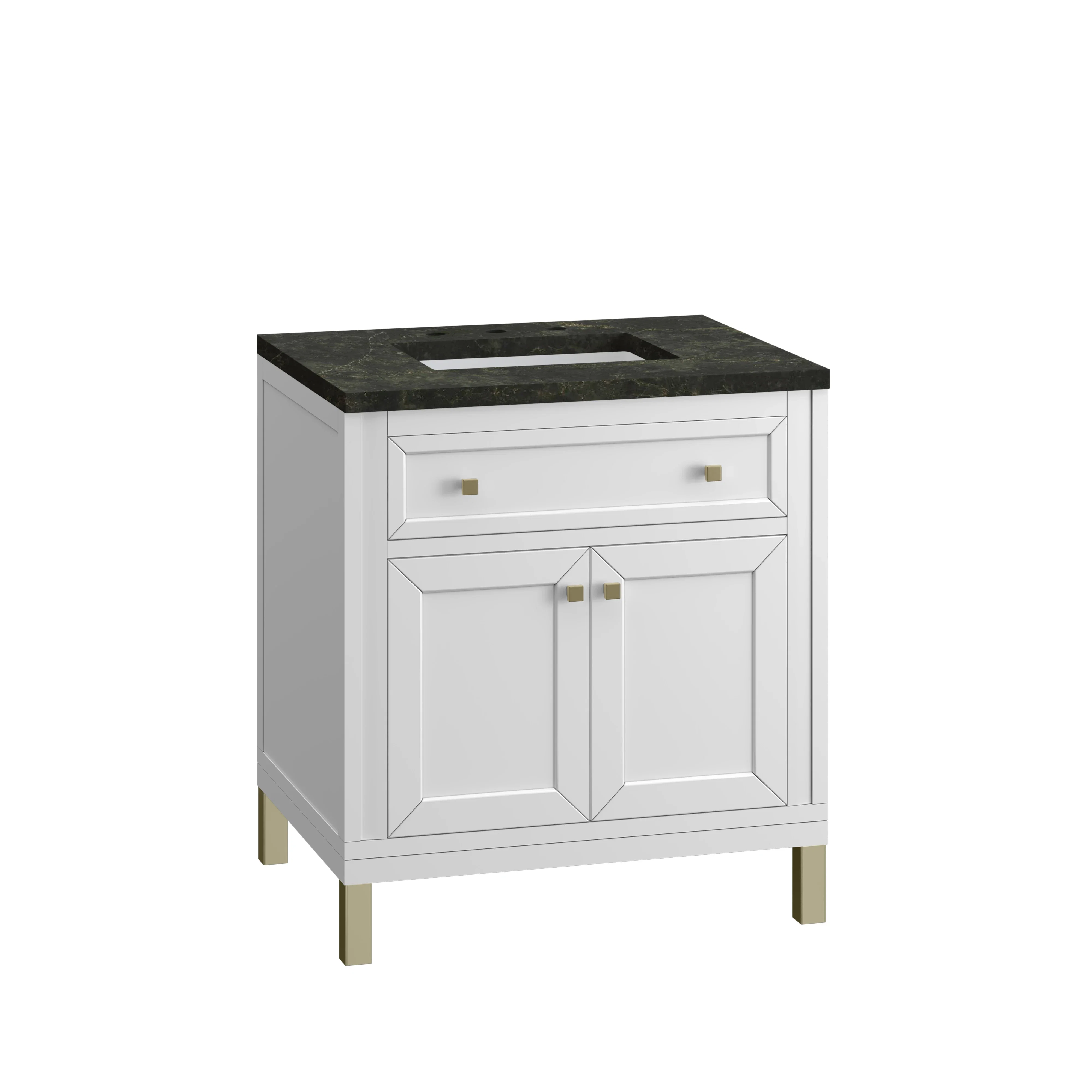 Chicago 30" Single Vanity, Glossy White, w/ 3 CM Phantome Eclos Top