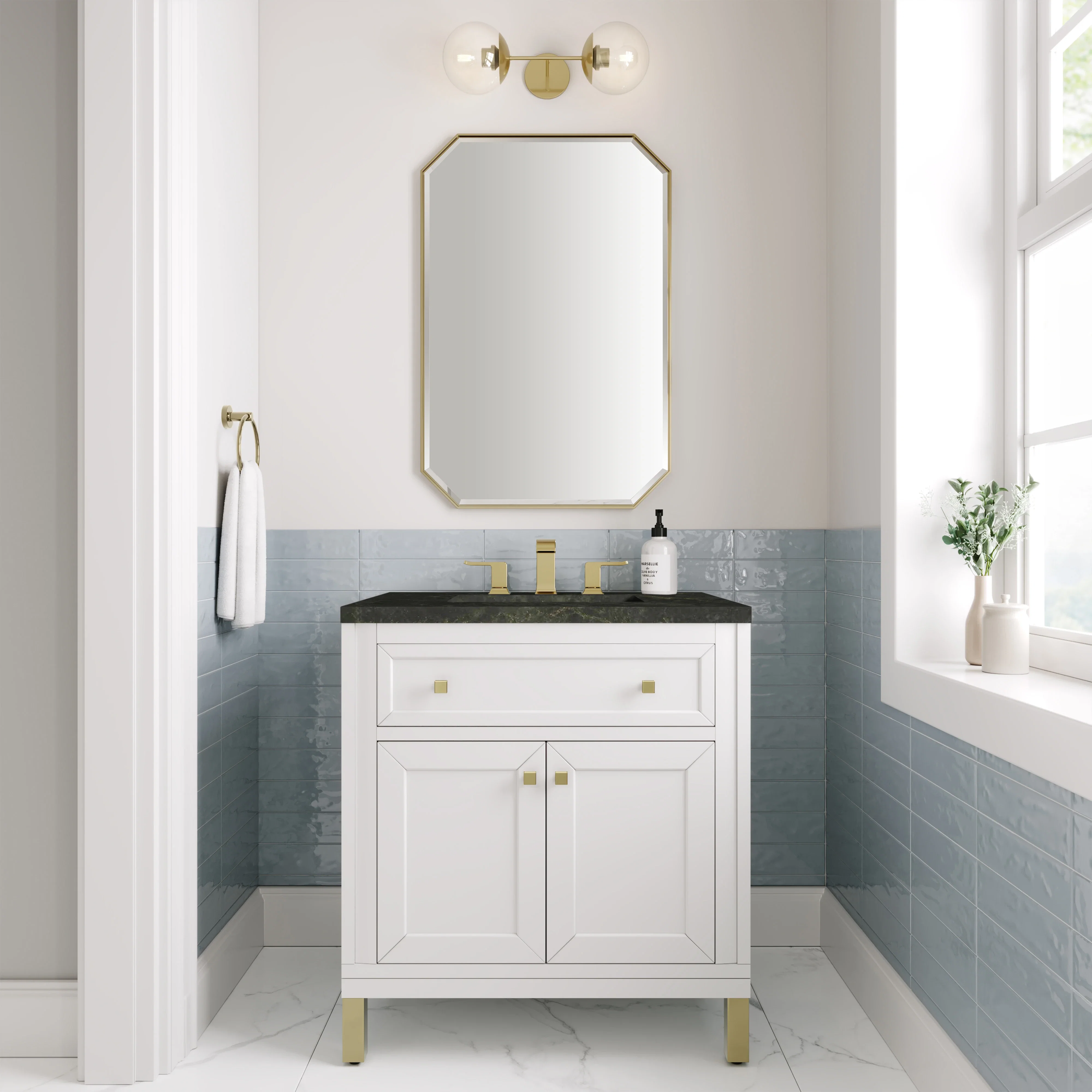 Chicago 30" Single Vanity, Glossy White, w/ 3 CM Phantome Eclos Top