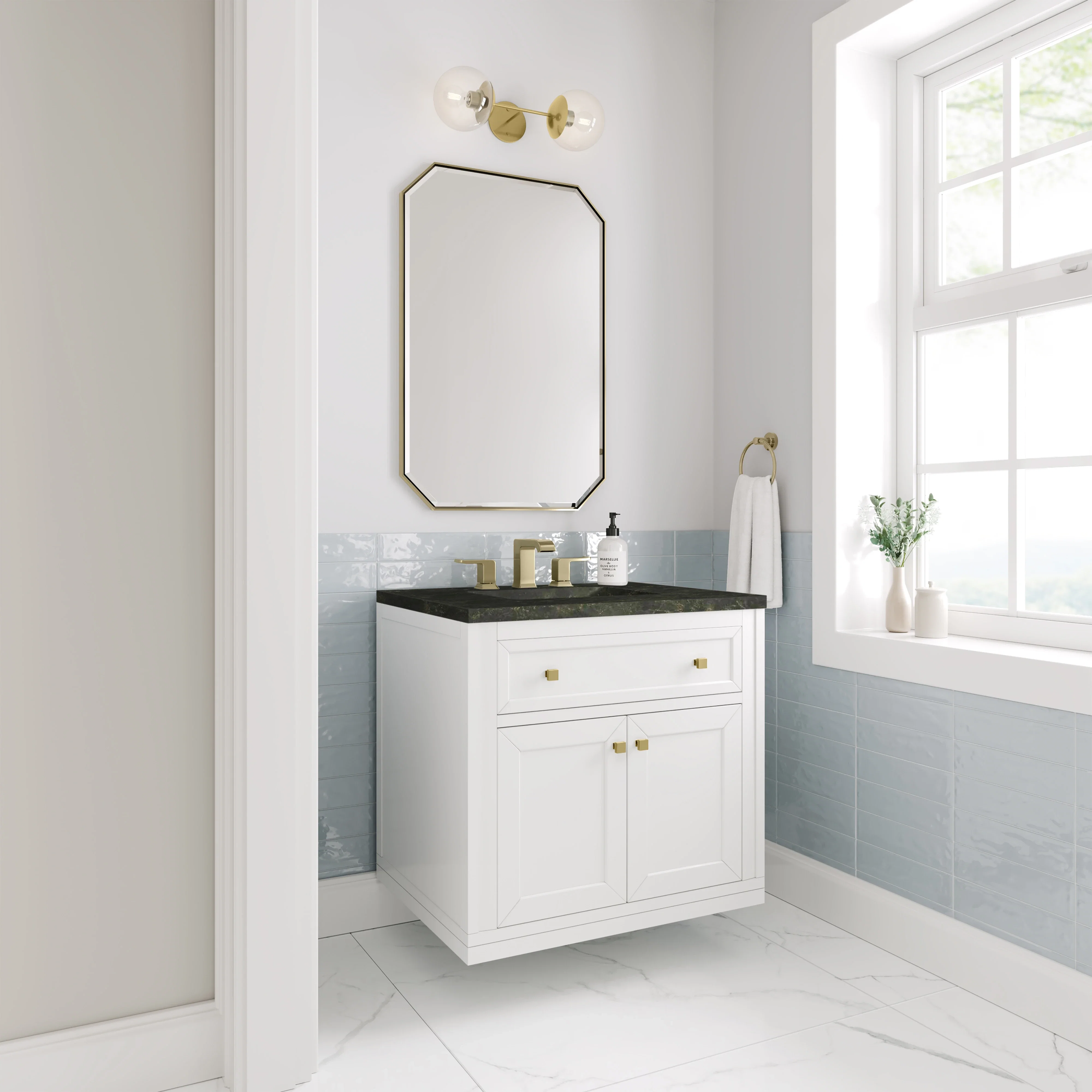 Chicago 30" Single Vanity, Glossy White, w/ 3 CM Phantome Eclos Top