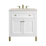 Chicago 30" Single Vanity, Glossy White, w/ 3 CM Siberian Silestone Top