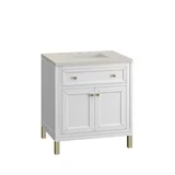 Chicago 30" Single Vanity, Glossy White, w/ 3 CM Siberian Silestone Top