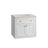 Chicago 30" Single Vanity, Glossy White, w/ 3 CM Siberian Silestone Top