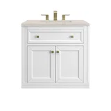Chicago 30" Single Vanity, Glossy White, w/ 3 CM Siberian Silestone Top