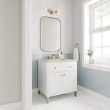 Chicago 30" Single Vanity, Glossy White, w/ 3 CM Siberian Silestone Top