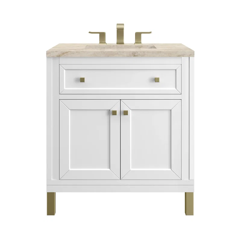 Chicago 30" Single Vanity, Glossy White, w/ 3 CM Tajnar Eclos Top