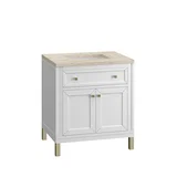 Chicago 30" Single Vanity, Glossy White, w/ 3 CM Tajnar Eclos Top