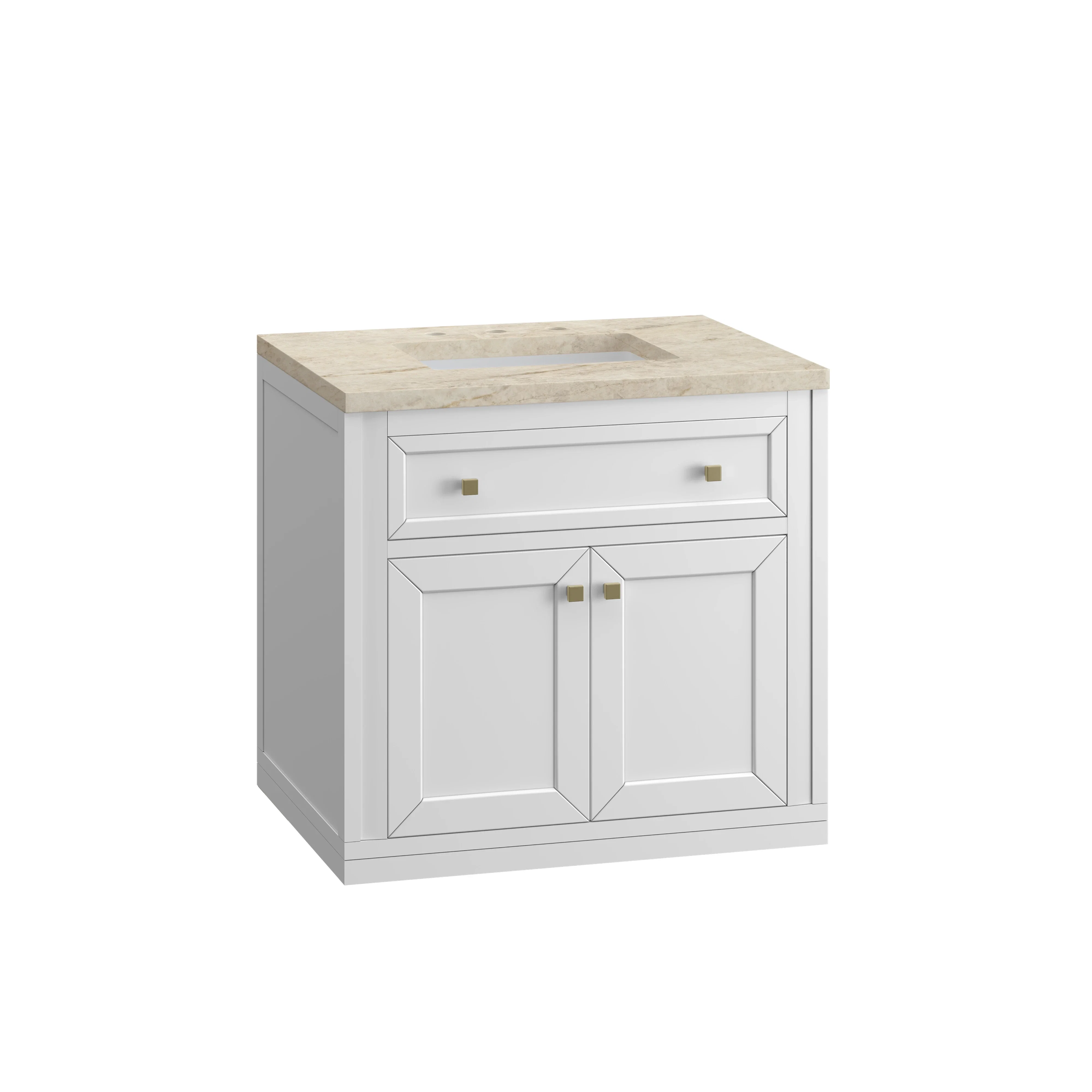 Chicago 30" Single Vanity, Glossy White, w/ 3 CM Tajnar Eclos Top