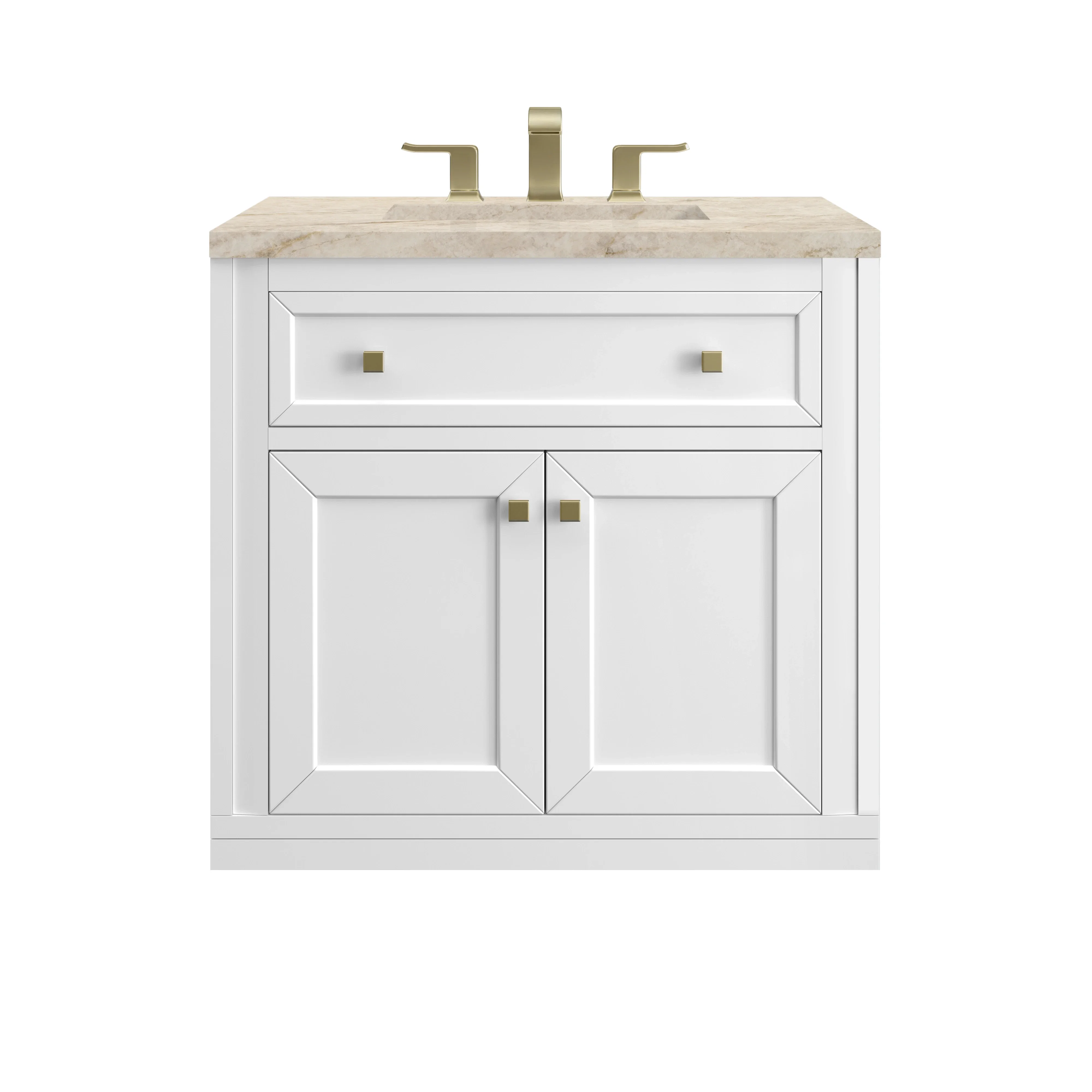 Chicago 30" Single Vanity, Glossy White, w/ 3 CM Tajnar Eclos Top