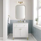 Chicago 30" Single Vanity, Glossy White, w/ 3 CM Victorian Silver Silestone® Top