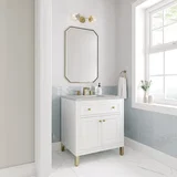 Chicago 30" Single Vanity, Glossy White, w/ 3 CM Victorian Silver Silestone® Top