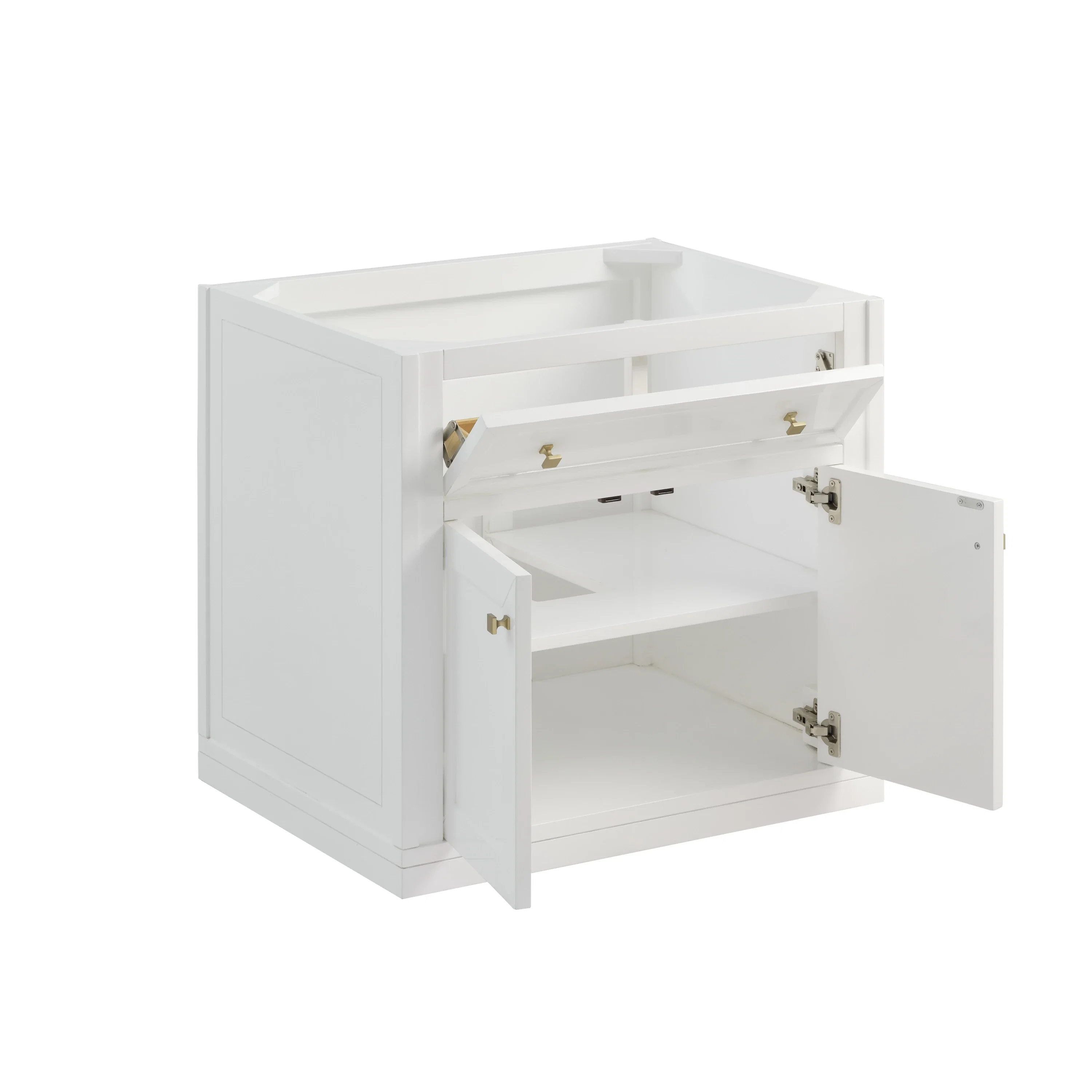 Chicago 30" Single Vanity, Glossy White, w/ 3 CM Victorian Silver Silestone® Top