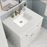 Chicago 30" Single Vanity, Glossy White, w/ 3 CM White Zeus Silestone® Top