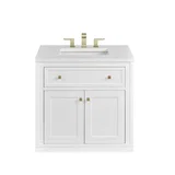 Chicago 30" Single Vanity, Glossy White, w/ 3 CM White Zeus Silestone® Top
