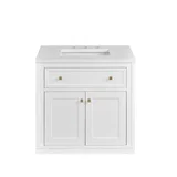 Chicago 30" Single Vanity, Glossy White, w/ 3 CM White Zeus Silestone® Top