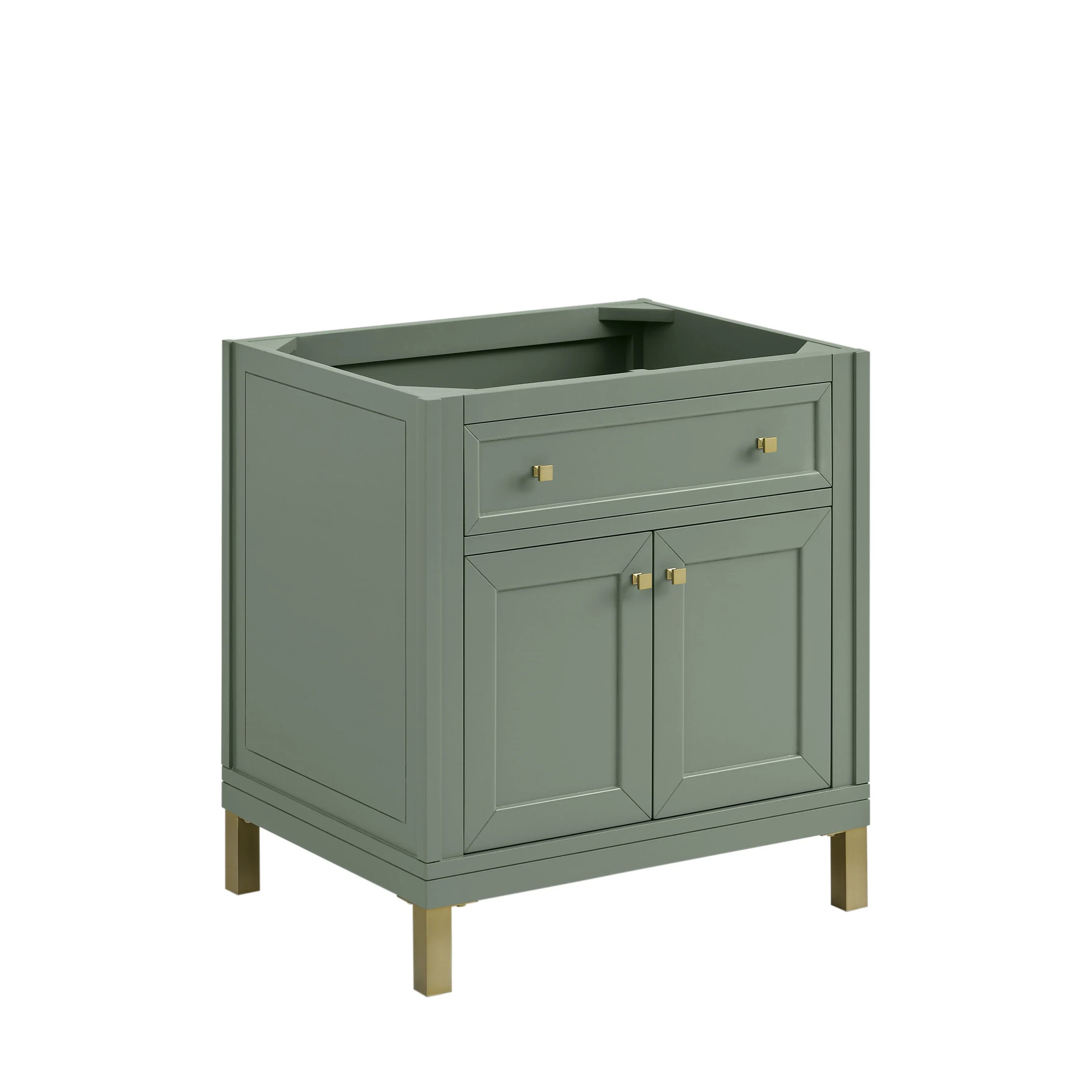 Chicago 30" Single Vanity, Smokey Celadon, w/ 3 CM Charcoal Soapstone Silestone® Top
