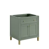 Chicago 30" Single Vanity, Smokey Celadon, w/ 3 CM Charcoal Soapstone Silestone® Top