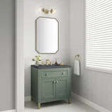 Chicago 30" Single Vanity, Smokey Celadon, w/ 3 CM Charcoal Soapstone Silestone® Top