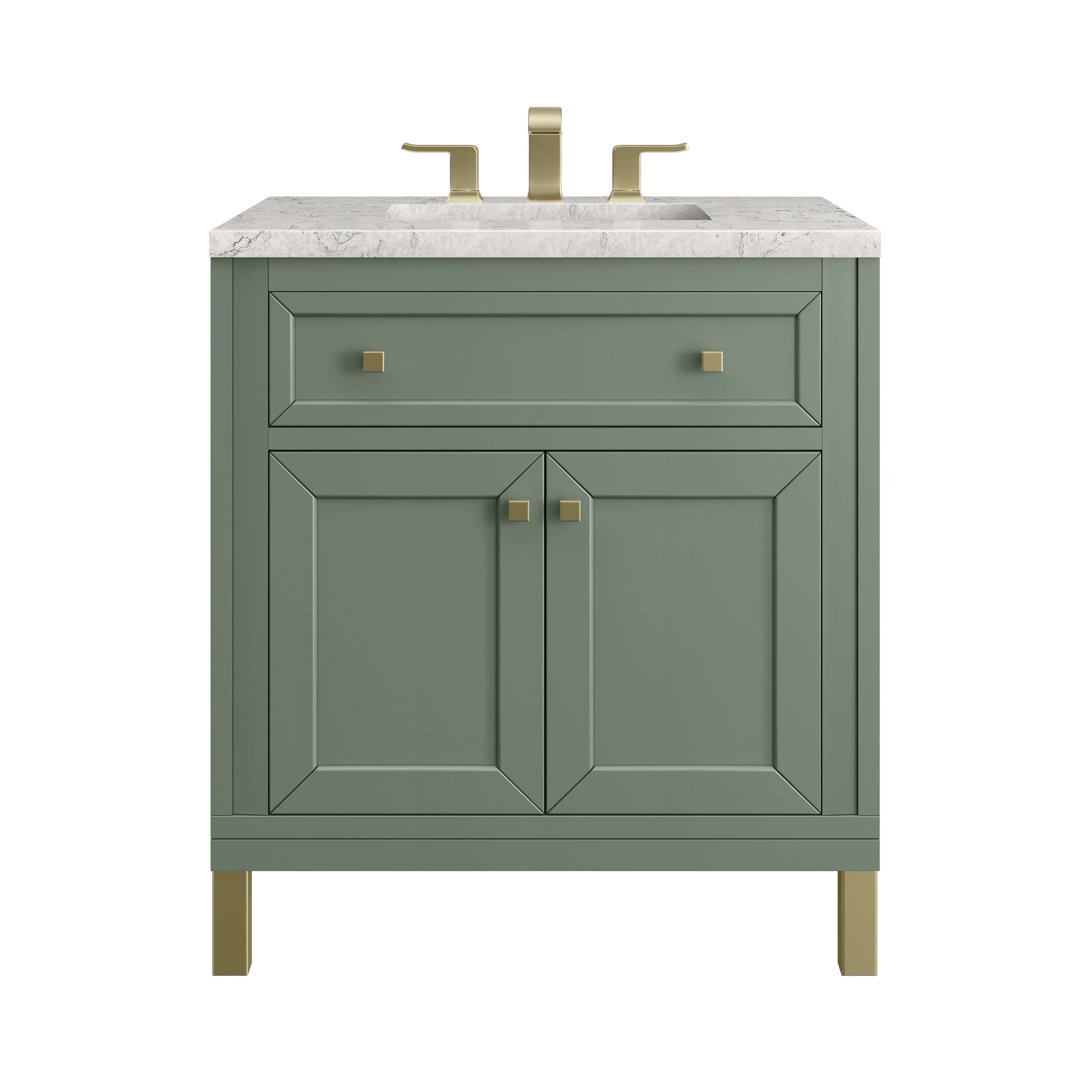 Chicago 30" Single Vanity, Smokey Celadon, w/ 3 CM Eternal Jasmine Pearl Silestone® Top