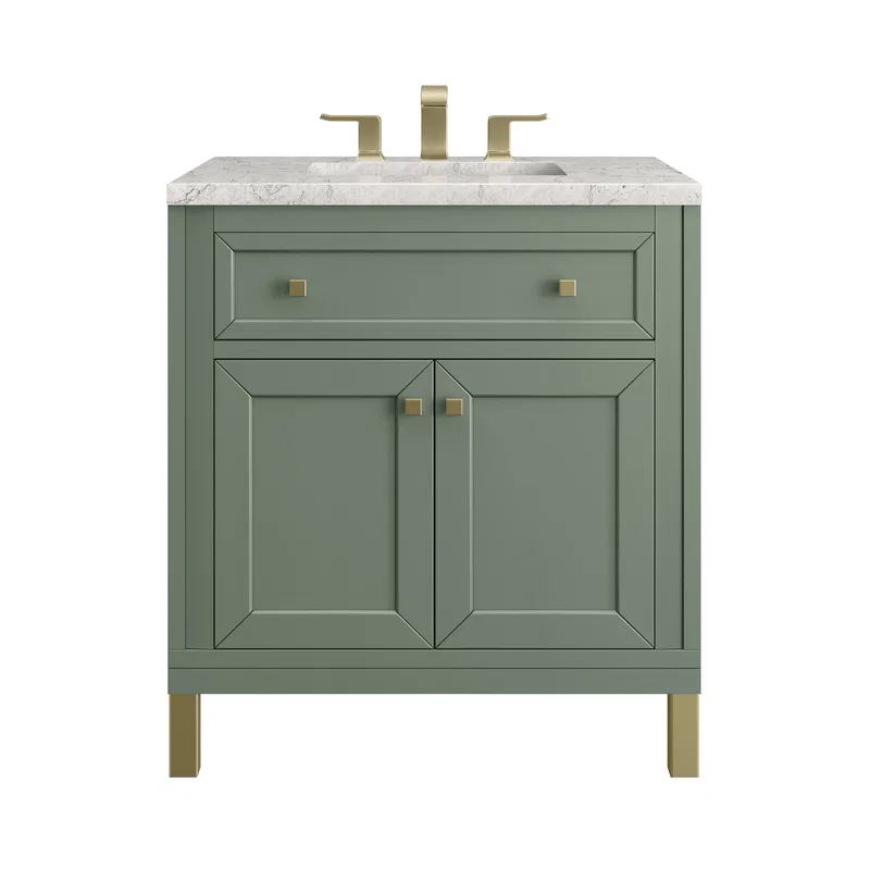 Chicago 30" Single Vanity, Smokey Celadon, w/ 3 CM Eternal Jasmine Pearl Silestone® Top